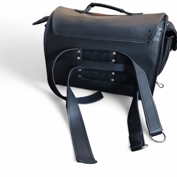 Vintage Waterproof Leather MotorcycleTail Bag Rear Seat Backpack Saddle Luggage - Picture 7 of 15